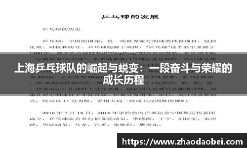 上海乒乓球队的崛起与蜕变：一段奋斗与荣耀的成长历程